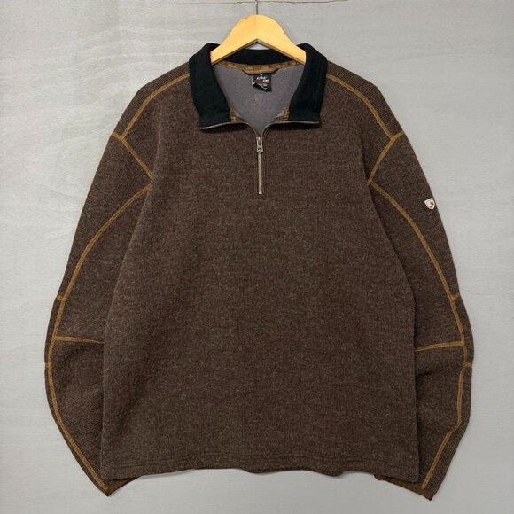 Kuhl Thermokore Brown 1/4 Wool Fleece Thor Sweater Men’s‎ XXL - Picture 1 of 7